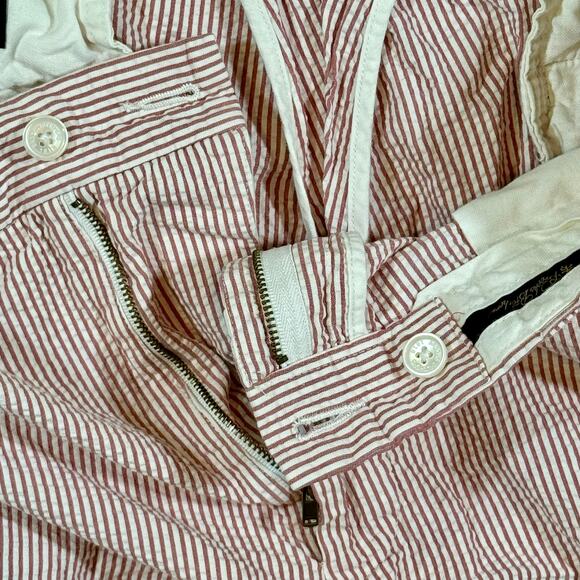 Brooks Brothers Clark Fit Mens 36x32 Cotton Seersucker Pants Red & White Stripe - Picture 4 of 11